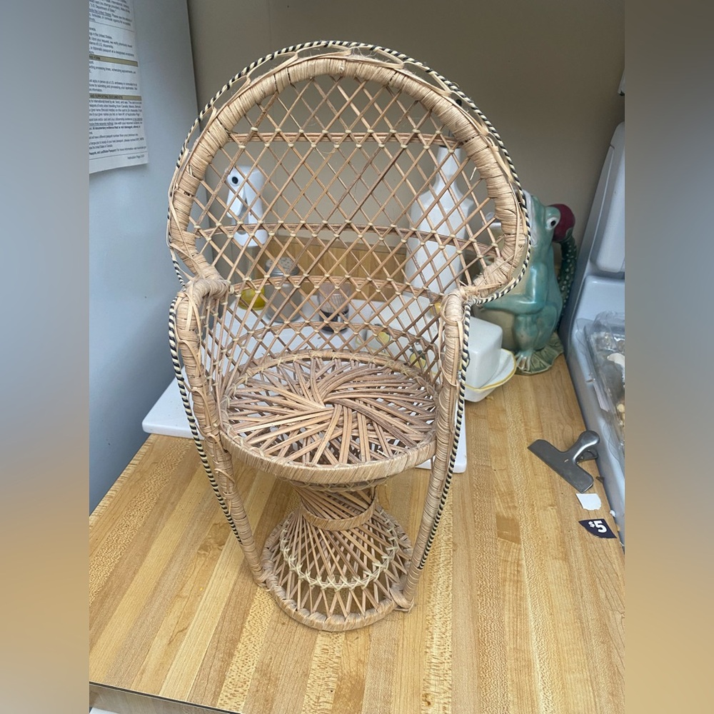 14” wickets r chair plant stand vintage